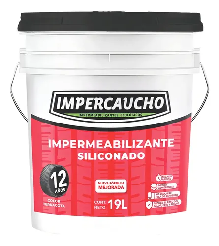 Impermeabilizante Ecológico Siliconado Impercaucho 19L Aislante Térmico Rojo Terracota