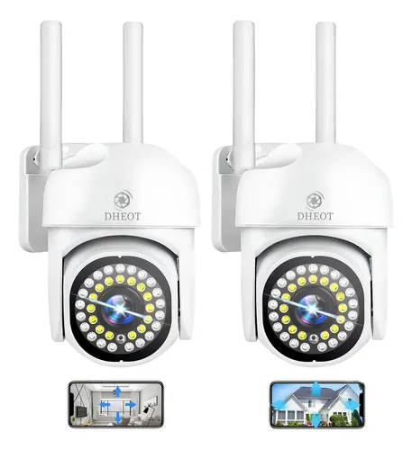 2 unidades Cámara de Seguridad Dheot GQ26 Exterior Wifi Hd 360° Visión Alarma color Blanco