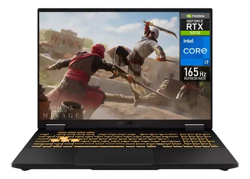 Laptop Gamer ASUS TUF F16 NVIDIA GeForce RTX 5070 Intel Core i7 14650HX 16GB DDR5 SSD 1TB 16" WUXGA 165Hz Teclado Ingles Gaming competitivo y Streaming