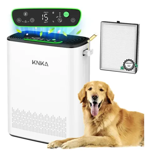 Purificador De Aire KNKA Filtro HEPA Para Alergias en el Hogar, Recámara Grande, Filtros Lavables, Monitor De Calidad Del Aire, Modos De Auto Y Sueño, Difusora, Silencioso
