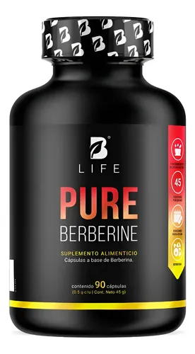 Berberina De 90 Cápsulas De 500mg. Pure Berberine. B Life Sabor Sin sabor