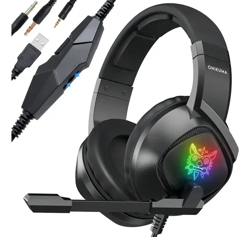 Audífonos Gamer Diadema Onikuma K19 negro Gaming headset con microfono con luz rgb LED para Xbox Ps4 Pc