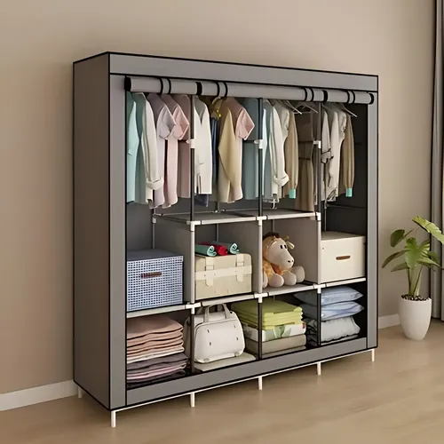 Armario Organizador Armable 10 Secciones Aluminio Tela Color Gris