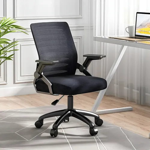 Silla De Oficina Escritorio Ergonómica Giratoria Ejecutiva Color Negro Completo Material Del Tapizado Algodón