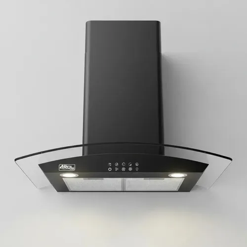 Campana Extractora 90 Cm Vidrio Curvo Acero/negro Pared Arol Color NEGRO MATE - PEONIA