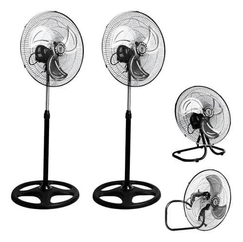 Set De 2 Ventilador 3 En 1, Ventilador De 18 Pulgadas Multifuncional, Abanico Oscilante De Pie, Pared y Pedestal Potente, 3 Niveles de Velocidad Color Plata