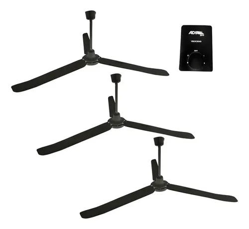 Ventilador De Techo Adir 12707 Negro 3 Aspas Paquete De 3pzs