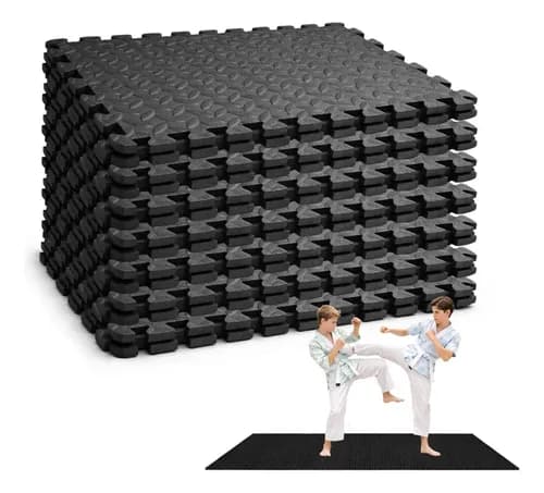 Tapetes 60x60 64 Pzs Para Gimnasio Antiderrapante Negro