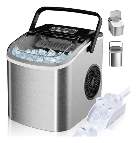 Máquina Para Hacer Hielo 2 Tamaños Portátil Eléctrica 12kg Plateado