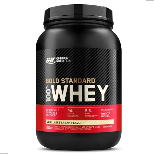 Suplemento Optimum Nutrition Proteína Gold Standard 100% Whey en Polvo Sabor vanilla Ice Cream de 907g