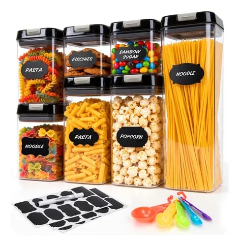 Recipientes Herméticos Almacenamiento Cocina Contenedor 7u Color Negro PISOMA