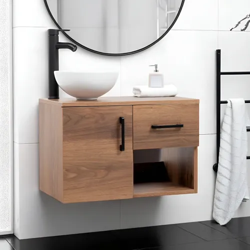 Mueble Kit Para Baño Gabinete Organizador Con Monomando Lavabo Color Madera Kingshouse