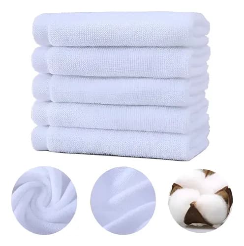 Toalla Facial 100% Algodón Suave De Alta Densidad Mayoreo Economica 30x30cm 5pzs Color Blanco Yuriria Ultraabsorbente Para Baño