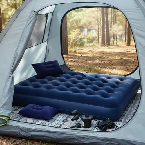 Colchón Inflable Queen Con Almohadas+bomba De Aire Eléctrica Verde Escondido