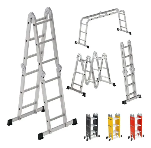 Escalera Plegable Metálica Multiposiciones 12 Peldaños 3.7m Color Plateado SelectShop HR11C