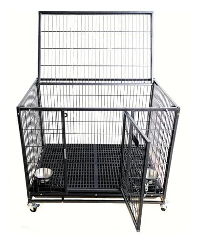 Jaula Metalica Apilable | Perro Y Gato | Ruedas Charola Color Gris oscuro