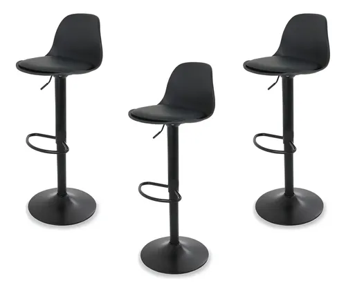 Bancos De Bar Giratorias Para Barra Cocina Restaurante 3 Pz Acabado de la estructura Mate Color Full black