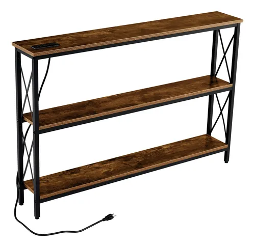 Mesa Consola Auxiliar 3 Nivele Estación De Carga 120cm Largo