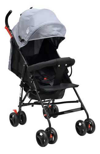 Bb Joy Carriola Shay Ligera Plegable Gris Con Barra Y Toldo Chasis Negro