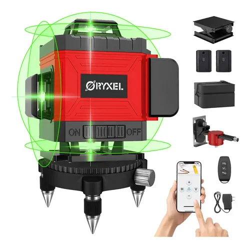 4d Nivel Láser Autonivelante Con App De 16 Lineas Nivelador Láser 360 Rotatorio Láser De Nivel Verde Profesional Con Doble Batería Niveles Laser Rotatorio Nivel Lázer Niveles Láser