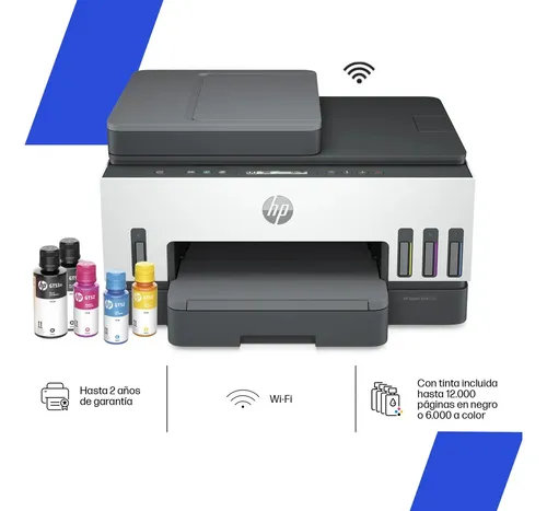 Impresora multifuncional HP Smart Tank 750 Color WiFi Impresión a Doble Cara (ADF) Copiadora y Escáner
