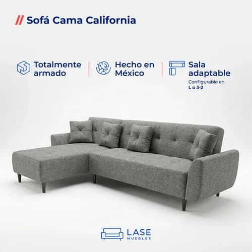 Sala Esquinera En L Sofá Cama Reclinable 3 En 1 | California