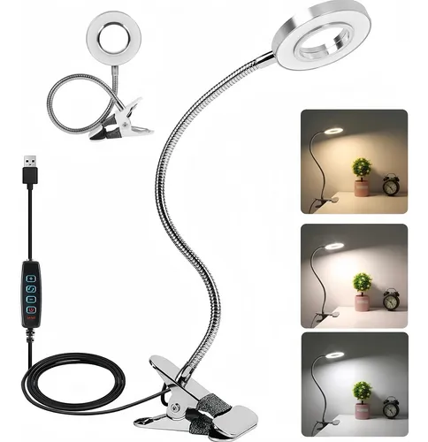 Sonheo Lámpara Led Recamara Escritorio Lectura Ajustable Flexible Color De La Estructura De Lectura Mesa Para Niños Luz De Noche Plata