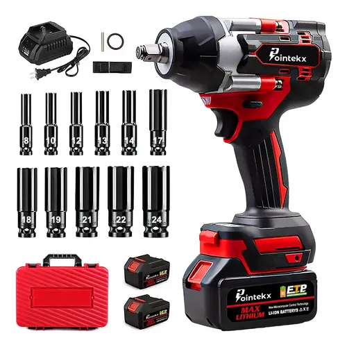 1000nm Pistola de Impacto Inalámbrica Eléctrica Llave de Impacto Kit Herramientas Eléctricas 21v 40ah 2*batería 700w 3200rpm Maletín Negro