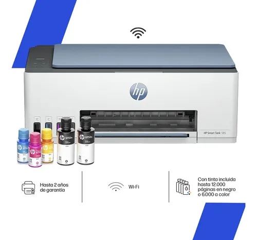 Impresora Multifuncional HP Smart Tank 585, Tinta Continua, Color, Wi-Fi, Smart App, Escaner, Copia (1F3Y4A)