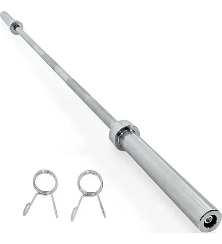 Barra Olímpica Profesional 2.2 m de Largo 20 kg Acero Sólido con Topes para Discos - Soporta 600 KG - Ideal para Gimnasio, Crossfit, Halterofilia y Entrenamiento de Fuerza en Casa o Gym