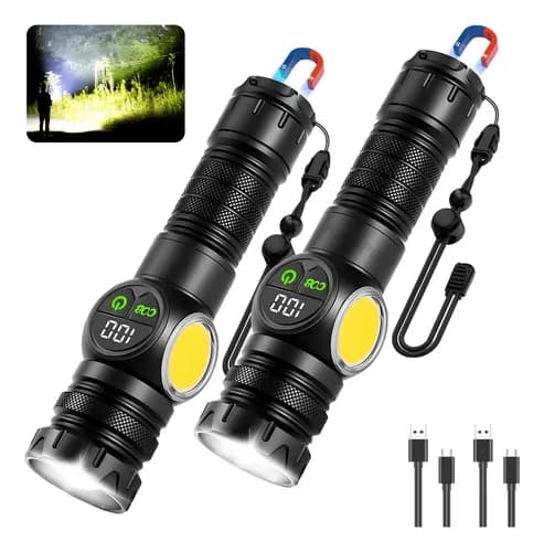 2pcs Lampara Táctica Usb Recargable Led Linterna,lampara de mano,lamparas de mano recargables,lampara de mano led,lamparas portatiles recargables,lampara de mano potente,lampara tactica