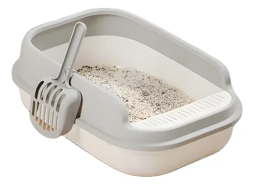 Arenero Grande Para Gato Con Extensión Y Pala 52x36x16cm Color Gris