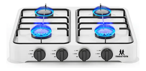 Parrilla/estufa Mesa De Gas 4 Quemadores Compacta Portátil Color Blanco
