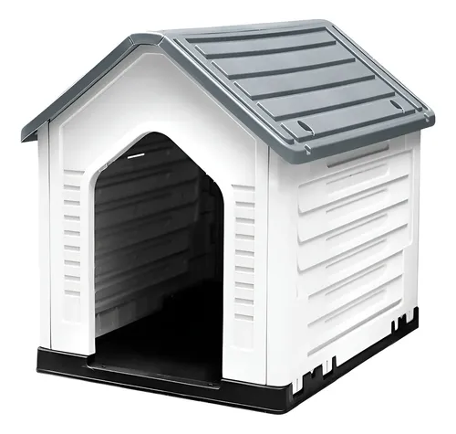 Casa Para Perro Mediana Exterior Interior Resistente Plástic Gris