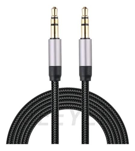 Cable Auxiliar 3.5mm Macho A Macho Alta Fidelidad Chapa Oro 2 Metros Color Negro JEEYEE, Para Todos Los Dispositivos Con Puerto Auxiliar Estándar De 3.5 Mm