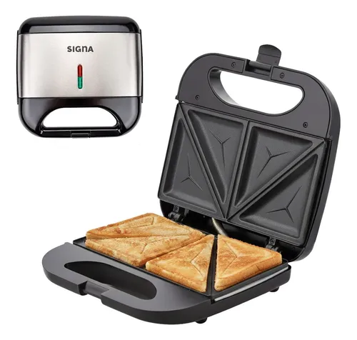 Sandwichera Eléctrica Panini Antiadherente Compacta Acero Inoxidable Signa Color Gris