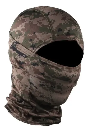 Evd-x Balaclava Premium Pasamontañas Bandana Militar Táctico Color Pixel Café Y Verde Diseño De La Tela Liso Talla Unitalla Adulto