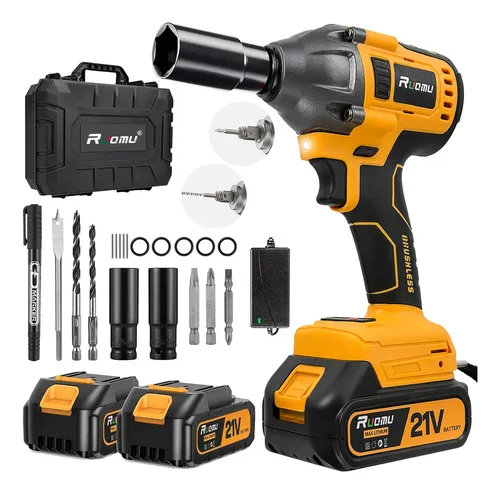 Llave De Impacto Inalámbrica Pistola Taladro Electrica Sin Escobillas, 2 Baterías 4.0ah, Velocidad Variable,ideal Para Autos, Mecánica, Hogar Y Proyectos Diy