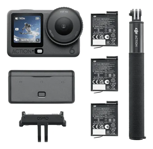 DJI Osmo Action 6 Pack Aventura, cámara de acción con Sensor Cuadrado de 1/1.1 Pulgadas, Apertura Variable, Resistente al frío, batería de 4 Horas, cámara de acción 4K Ideal para Uso Diario
