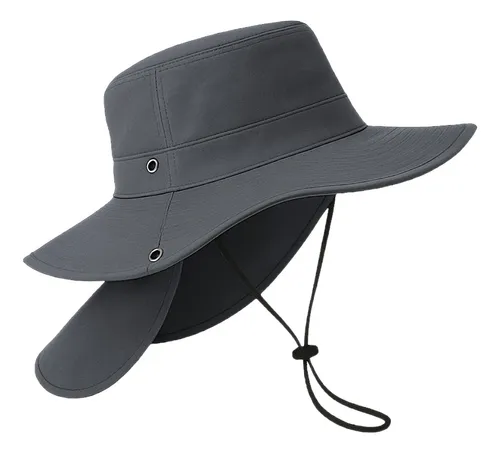 Sombrero Con Proteccion En Cuello Contra El Sol De Campismo Color Gris Oscuro Talla Unitalla Adulto