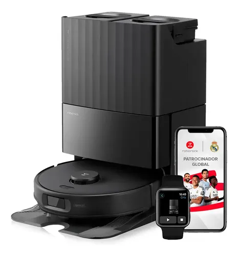 Roborock Qrevo Edge S5a Robot Aspirador Y Trapeador, 18,500 Pa, Sin Enredos, Cepillo Duodivide, Cepillo Flexiarm, Evitación Reactive Tech, Fregona Agua Caliente, Autolimpieza, Secado Aire Tibio,negro