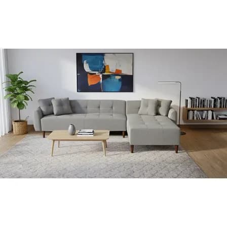 Sala Esquinera En L Sofá Cama Reclinable 3 En 1 | California Gris