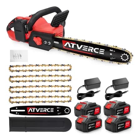 Motosierra Eléctrica Atverce Bg1 Portátil Inalámbrica 16  4 Baterías 5400w Negro