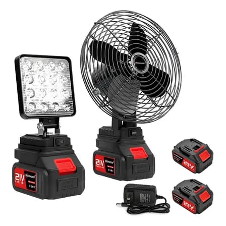 Ventilador Portátil Inalámbrico Ventiladores Piso Recargable Cantidad De Aspas 4 Estructura Rojo Aspas Negro Material De Las Aspas Metal 20.32 Cm