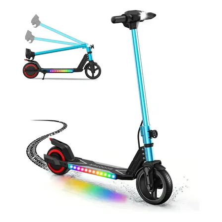 Scooter Eléctrico Plegable Famxub 500w 5.2ah 18km/h Neumáticos De 6.5 Pulgadas 3 Niveles De Velocidad Ajustable Para Adultos Y Niños Con Pantalla Lcd Y Luz Ambiental Led Patin Eléctrico Azul