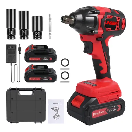 Taladro Atornillador Inalámbrico Llave De Impacto Pistola 12.7mm Linsen Bs01 Con 2 Baterías Con Maletín De Transporte Rojo