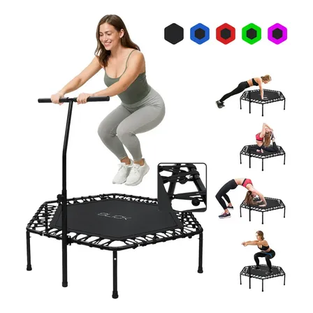Trampolin Fitness Ejercicio Con Barra Agarradera Jumping Aeróbicos 94x101 Cm Blick Color Negro