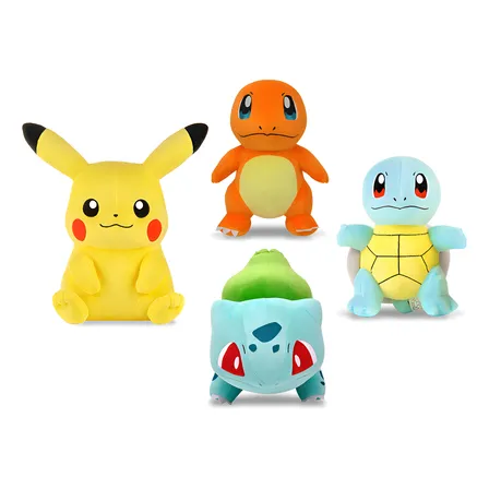 Peluches Kawaii Pokémon 4pcs: Pikachu, Charmander, Squirtle Y Bulbasaur, Compañero Cómodo Y Seguro, Muy Suave Y Perfecto Para Abrazar, Regalo De Cumpleaños Y Navidad Para Niños Amarillo