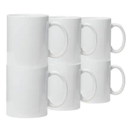 Paquete 36 Tazas Blancas 11oz Sublimación Cerámica Apta Microondas Blanco