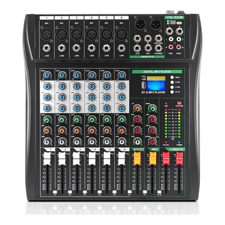 Mezcladora De Sonido Profesional Xtuga Con 6 Canales, Bluetooth Inalámbrico Y Ajuste De Ecualizador